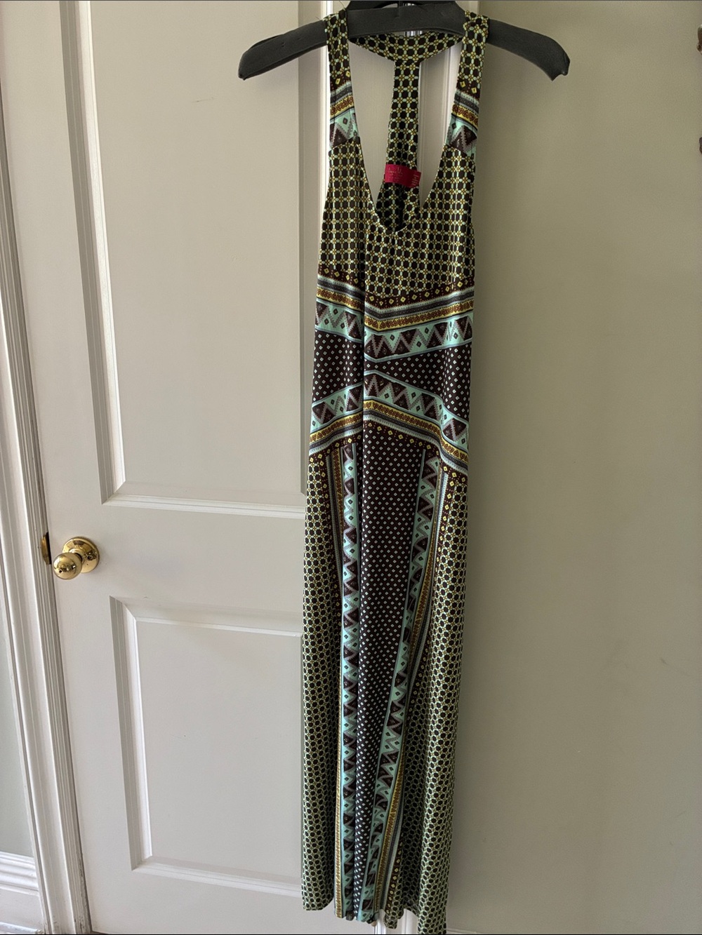 Lilly Pulitzer Olive, Mint & Yellow Patterned Halter Maxi